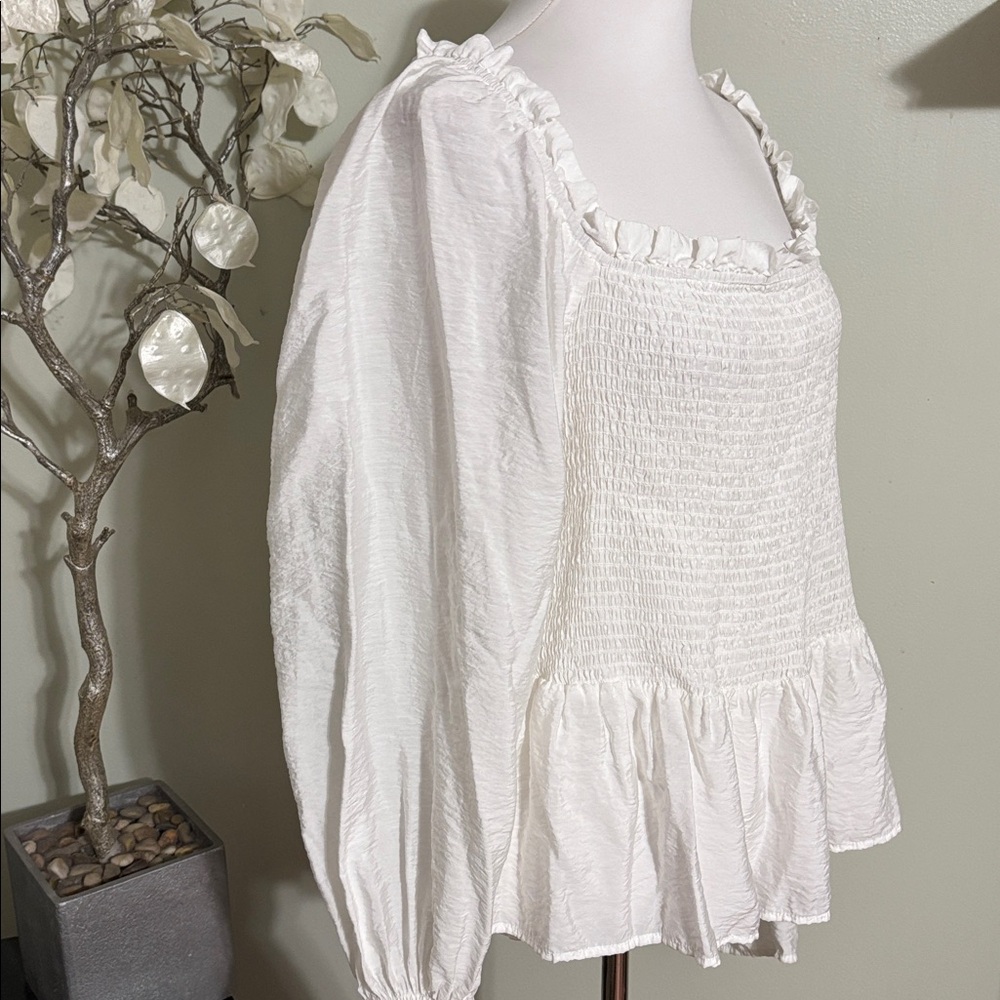 Eloquii White Ruffled Blouse - Picture 4 of 5